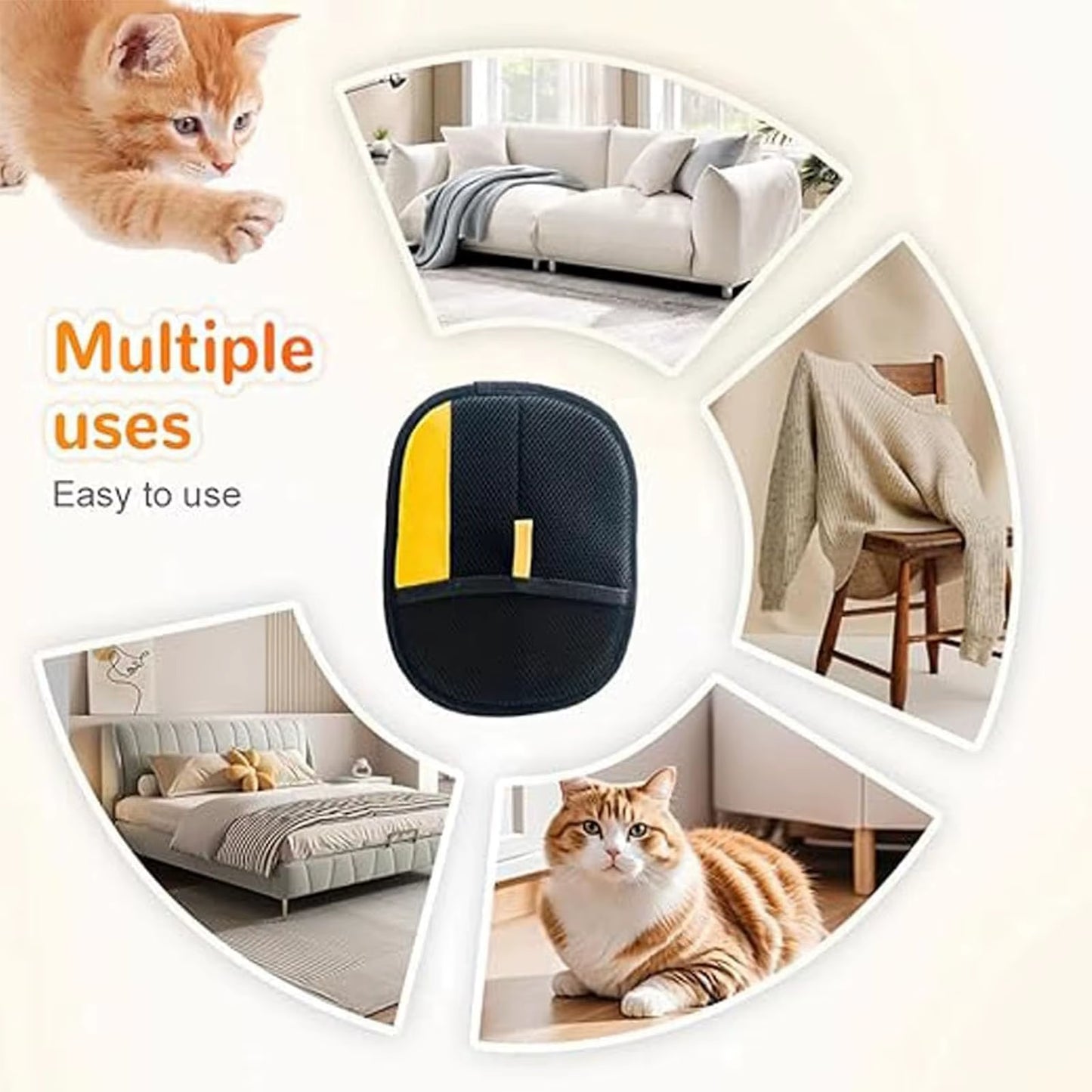 Hair Removal Gloves Double-Sided Pet Hair Removal Gloves Pet Hair Remover Gentle Pet Gloves for for Cats Upholstery Carpet