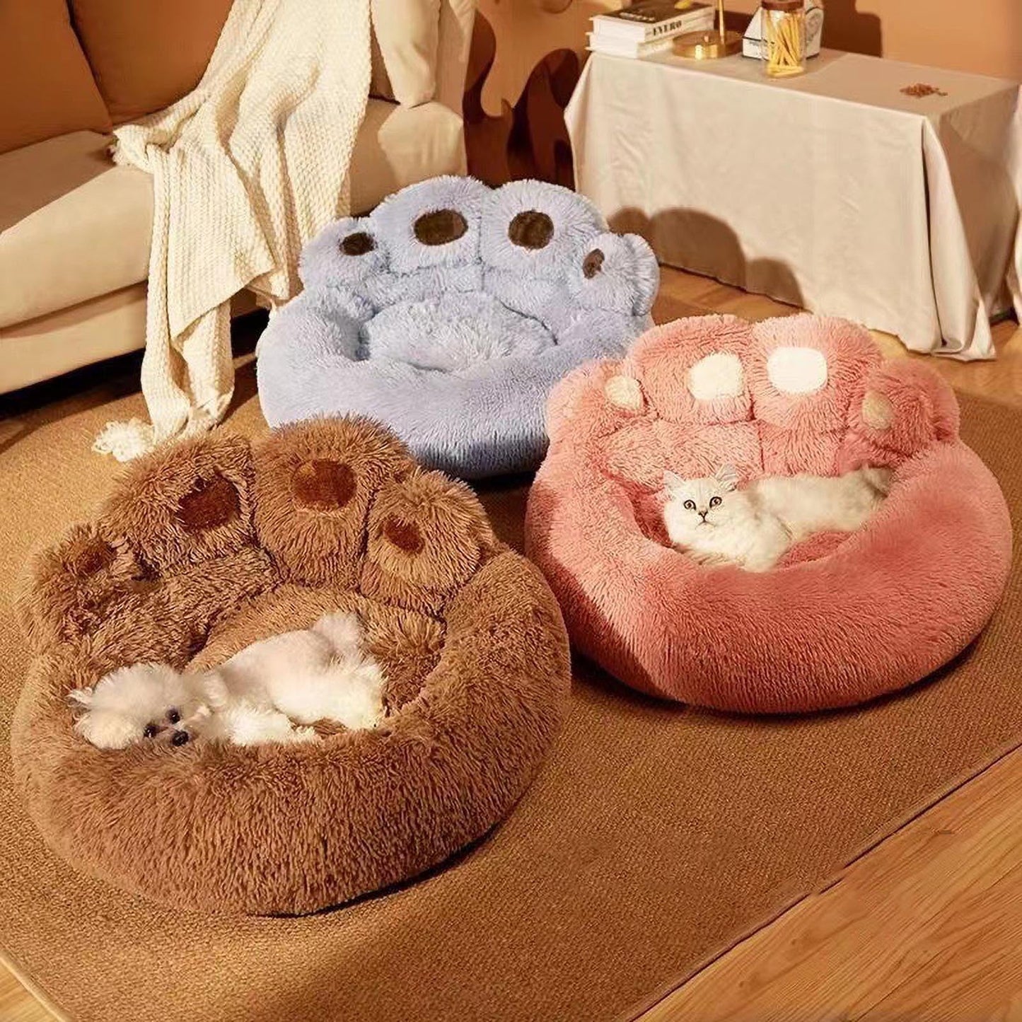 Clearance Dog Bed Cat Pet Sofa Cute Comfortable Cozy Pet Sleeping Beds for Small Dogs and Cats, Soft Fluffy Faux Fur Cat Cushion Dog Bed, Gray, 23.6 Inch