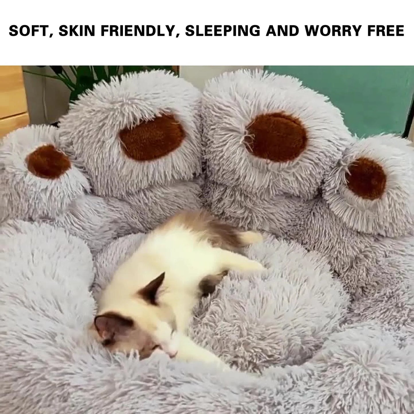 Clearance Dog Bed Cat Pet Sofa Cute Comfortable Cozy Pet Sleeping Beds for Small Dogs and Cats, Soft Fluffy Faux Fur Cat Cushion Dog Bed, Gray, 23.6 Inch