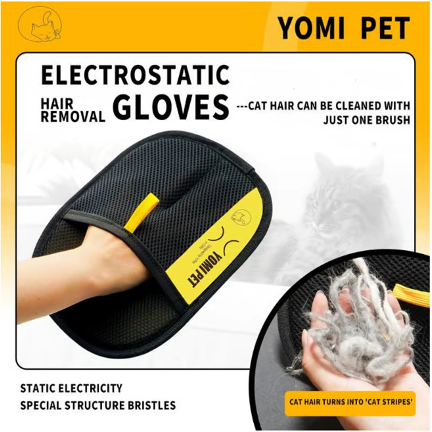 Hair Removal Gloves Double-Sided Pet Hair Removal Gloves Pet Hair Remover Gentle Pet Gloves for for Cats Upholstery Carpet